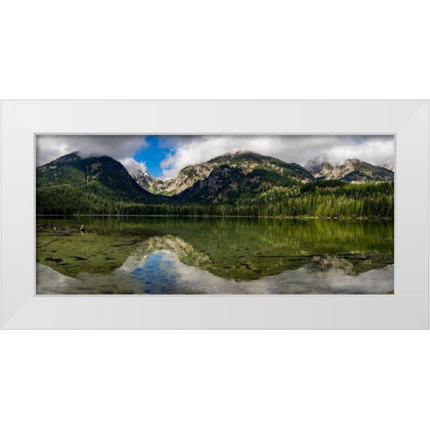 Panoramic reflection in Bradley Lake-Grand Teton National Park-Wyoming White Modern Wood Framed Art Print by Garber, Howie
