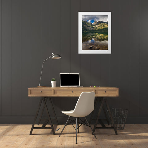Landscape with reflection of Teton Mountains in Bradley Lake-Grand Teton National Park-Wyoming White Modern Wood Framed Art Print by Garber, Howie