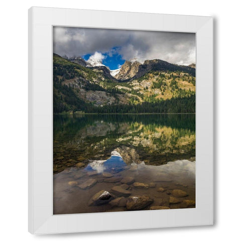 Landscape with reflection of Teton Mountains in Bradley Lake-Grand Teton National Park-Wyoming White Modern Wood Framed Art Print by Garber, Howie
