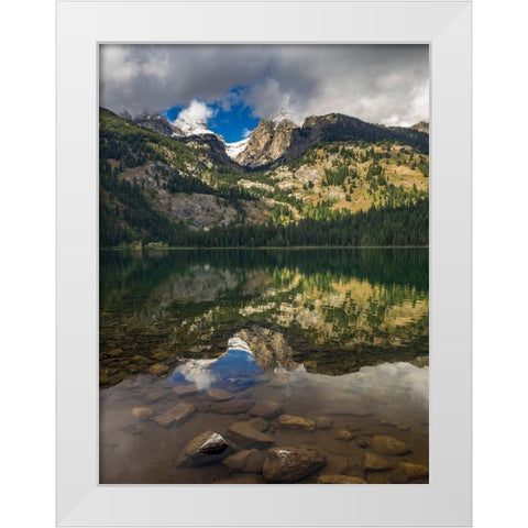 Landscape with reflection of Teton Mountains in Bradley Lake-Grand Teton National Park-Wyoming White Modern Wood Framed Art Print by Garber, Howie