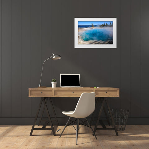 Yellowstone National Park-West Thumb Geysers-Lake Yellowstone White Modern Wood Framed Art Print by Sienda, Jolly