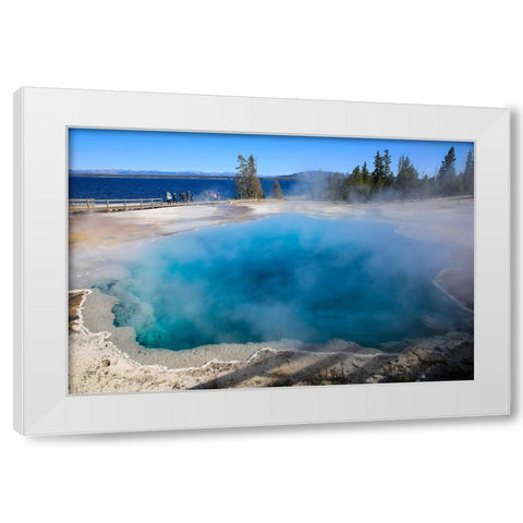 Yellowstone National Park-West Thumb Geysers-Lake Yellowstone White Modern Wood Framed Art Print by Sienda, Jolly