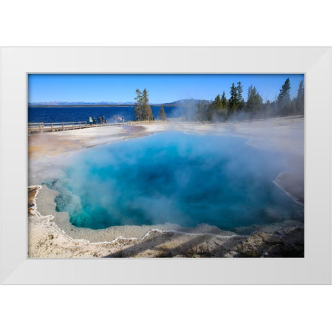 Yellowstone National Park-West Thumb Geysers-Lake Yellowstone White Modern Wood Framed Art Print by Sienda, Jolly