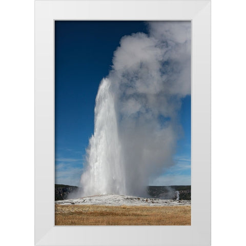 Yellowstone National Park-USA-Old Faithful White Modern Wood Framed Art Print by Sienda, Jolly