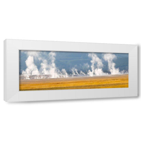 Wyoming- Yellowstone National Park. Thermal activity at Lower Geyser Basin White Modern Wood Framed Art Print by Wild, Jamie and Judy