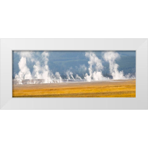 Wyoming- Yellowstone National Park. Thermal activity at Lower Geyser Basin White Modern Wood Framed Art Print by Wild, Jamie and Judy