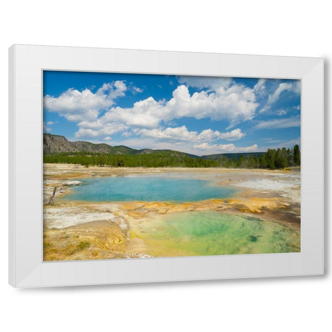 Wyoming- Yellowstone National Park. Black Opal Spring- Upper Geyser Basin White Modern Wood Framed Art Print by Wild, Jamie and Judy