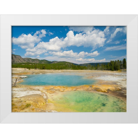 Wyoming- Yellowstone National Park. Black Opal Spring- Upper Geyser Basin White Modern Wood Framed Art Print by Wild, Jamie and Judy