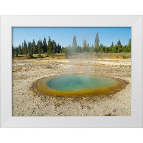 Wyoming- Yellowstone National Park. West Thumb Geyser Basin- Abyss Pool White Modern Wood Framed Art Print by Wild, Jamie and Judy