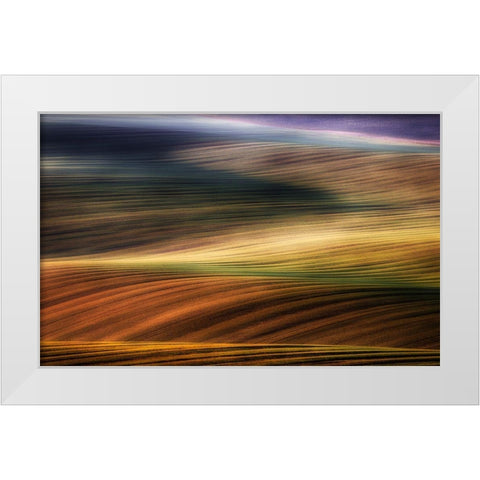 Autumn Fields White Modern Wood Framed Art Print by Krol, Piotr