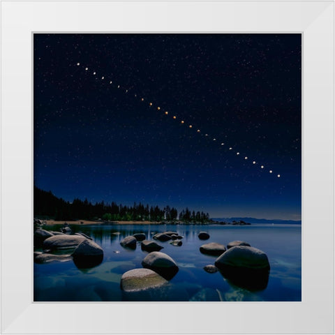 Total Lunar Eclipse White Modern Wood Framed Art Print by Zhu, Hua