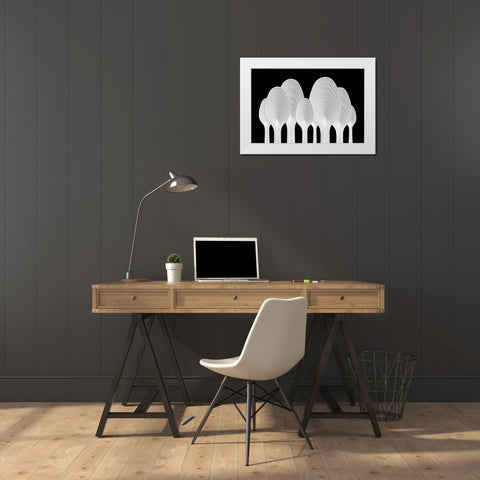 Spoons Abstract-Tree Rings White Modern Wood Framed Art Print by Hammer, Jacqueline