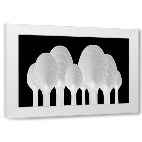 Spoons Abstract-Tree Rings White Modern Wood Framed Art Print by Hammer, Jacqueline