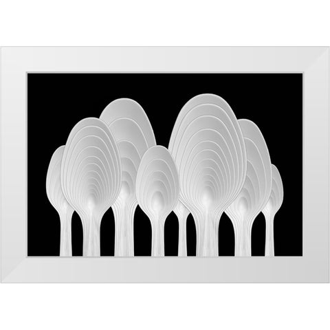 Spoons Abstract-Tree Rings White Modern Wood Framed Art Print by Hammer, Jacqueline