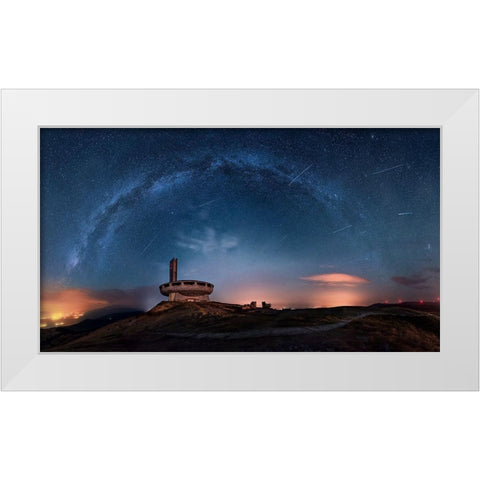 Perseids Over Buzludzha White Modern Wood Framed Art Print by Asanov, Ruslan