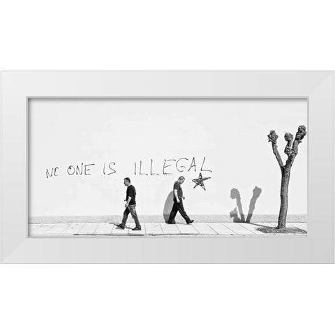 No One Is Illegal White Modern Wood Framed Art Print by Sander, Martin