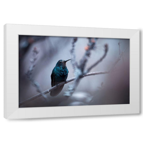 Electrical Blue White Modern Wood Framed Art Print by Bravin, Fabien