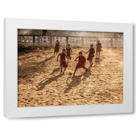Play Is Equally Important As Pray White Modern Wood Framed Art Print by B N, Joe