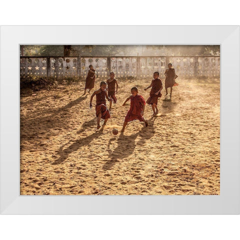 Play Is Equally Important As Pray White Modern Wood Framed Art Print by B N, Joe