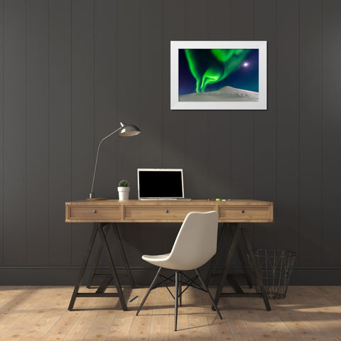 Dancing With The Moon White Modern Wood Framed Art Print by George, Andrew