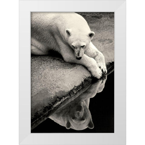 Who Is That Beauty In The Water White Modern Wood Framed Art Print by Wallberg, Allan