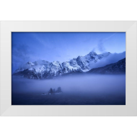 Misty Winter Evening White Modern Wood Framed Art Print by Gastager, Daniel