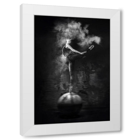 Dance On Ball White Modern Wood Framed Art Print by Bunjamin, Antonyus