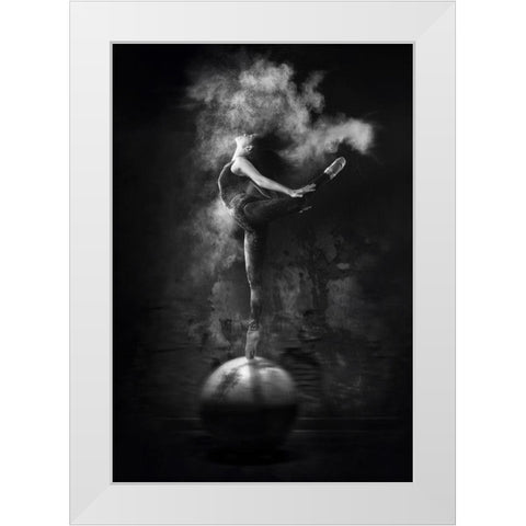 Dance On Ball White Modern Wood Framed Art Print by Bunjamin, Antonyus
