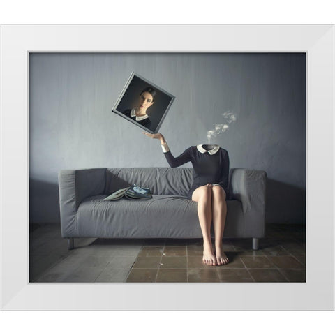 A Picture Of Me White Modern Wood Framed Art Print by Hardibudi