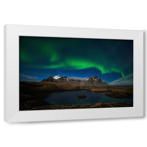 Dancing To The Mountain White Modern Wood Framed Art Print by Moreno, Miguel