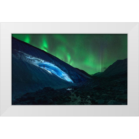 Athabasca Ice Burning White Modern Wood Framed Art Print by De La, Javier