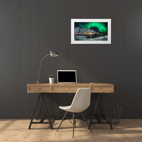 Over The Mountain White Modern Wood Framed Art Print by Zhu, Jingshu
