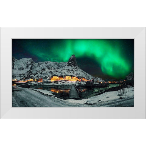 Over The Mountain White Modern Wood Framed Art Print by Zhu, Jingshu