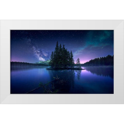 Dreamy Night White Modern Wood Framed Art Print by M. Garcia, Jesus