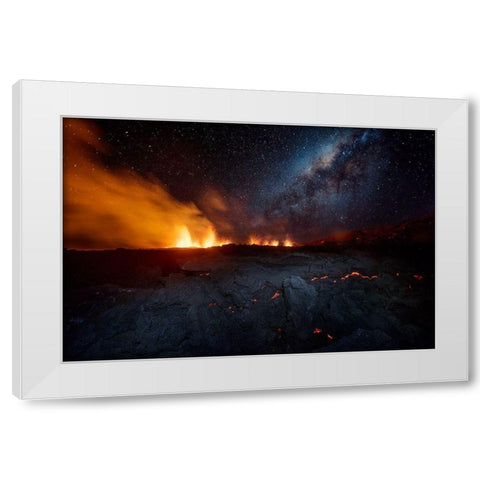 Fire And Sky !!! White Modern Wood Framed Art Print by Gabriel, Barathieu
