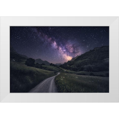 Path To The Stars White Modern Wood Framed Art Print by F. Turienzo, Carlos