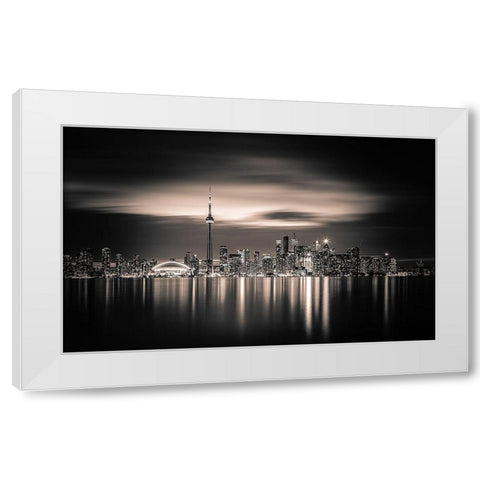 Toronto White Modern Wood Framed Art Print by Yoann