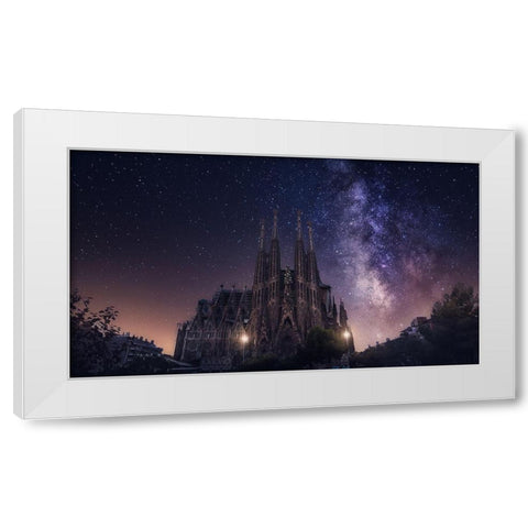 Sagrada Familia White Modern Wood Framed Art Print by F. Turienzo, Carlos