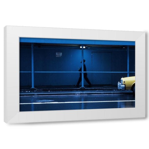 Yellow Car-From The Series Qnew York Bluesq White Modern Wood Framed Art Print by Matthes, Dieter