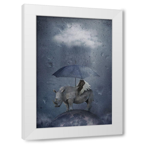 Under The Rain White Modern Wood Framed Art Print by Vekemans, Muriel