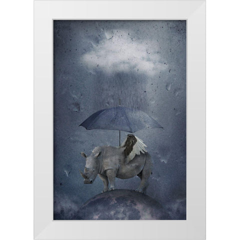 Under The Rain White Modern Wood Framed Art Print by Vekemans, Muriel