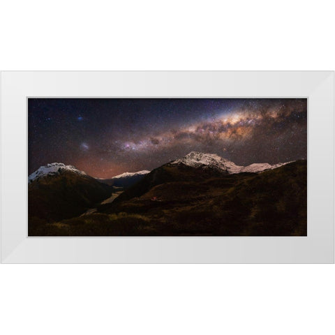 Mount Aspiring - Liverpool Hut White Modern Wood Framed Art Print by Zhang, Yan