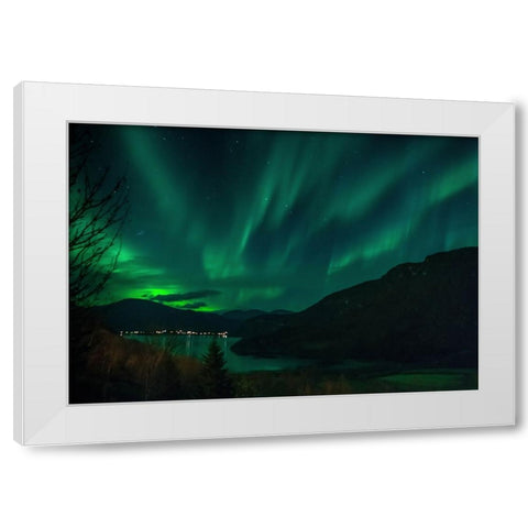 The Green Gold White Modern Wood Framed Art Print by Caroline Stroksnes, Mette