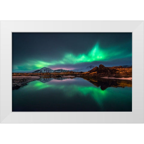 Mirrored Aurora White Modern Wood Framed Art Print by Auf Dem, Andrea