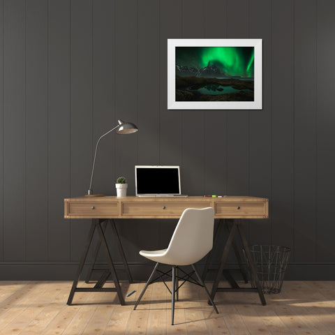 Vesturhorn White Modern Wood Framed Art Print by Zhu, Jingshu