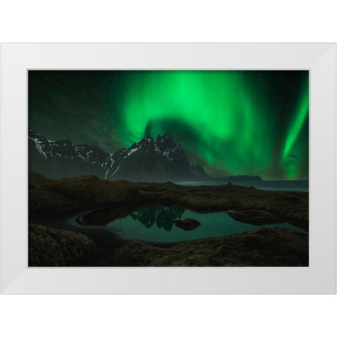 Vesturhorn White Modern Wood Framed Art Print by Zhu, Jingshu