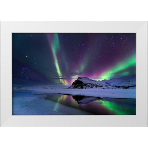 Northern Lights Reflection White Modern Wood Framed Art Print by Auf Dem, Andrea