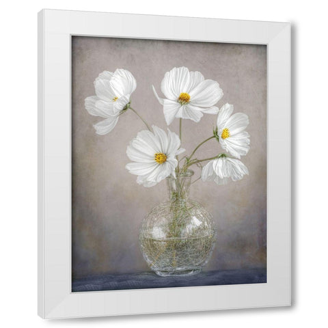 Simply Cosmos White Modern Wood Framed Art Print by Disher, Mandy