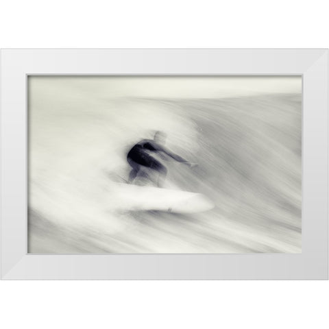 Surfing Impressions White Modern Wood Framed Art Print by Swapnil