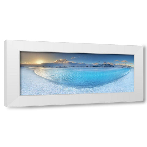 Blue White Modern Wood Framed Art Print by Jochen, Burger